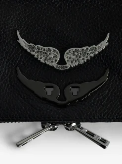 Fashion Zadig & Voltaire Swing Your Wings Rock Nano ClutchICONIC Noirsilver